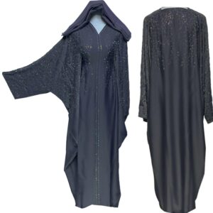 Grey Batwing Abaya Farasha Jalabiya Arab Long Dress