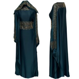 Teal Abaya Farasha Jalabiya Arab Long Dress