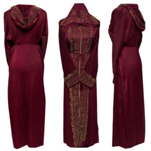 Luxury Women velvet Hooded Stone Works Abaya Jalabiya Arab Long Dress