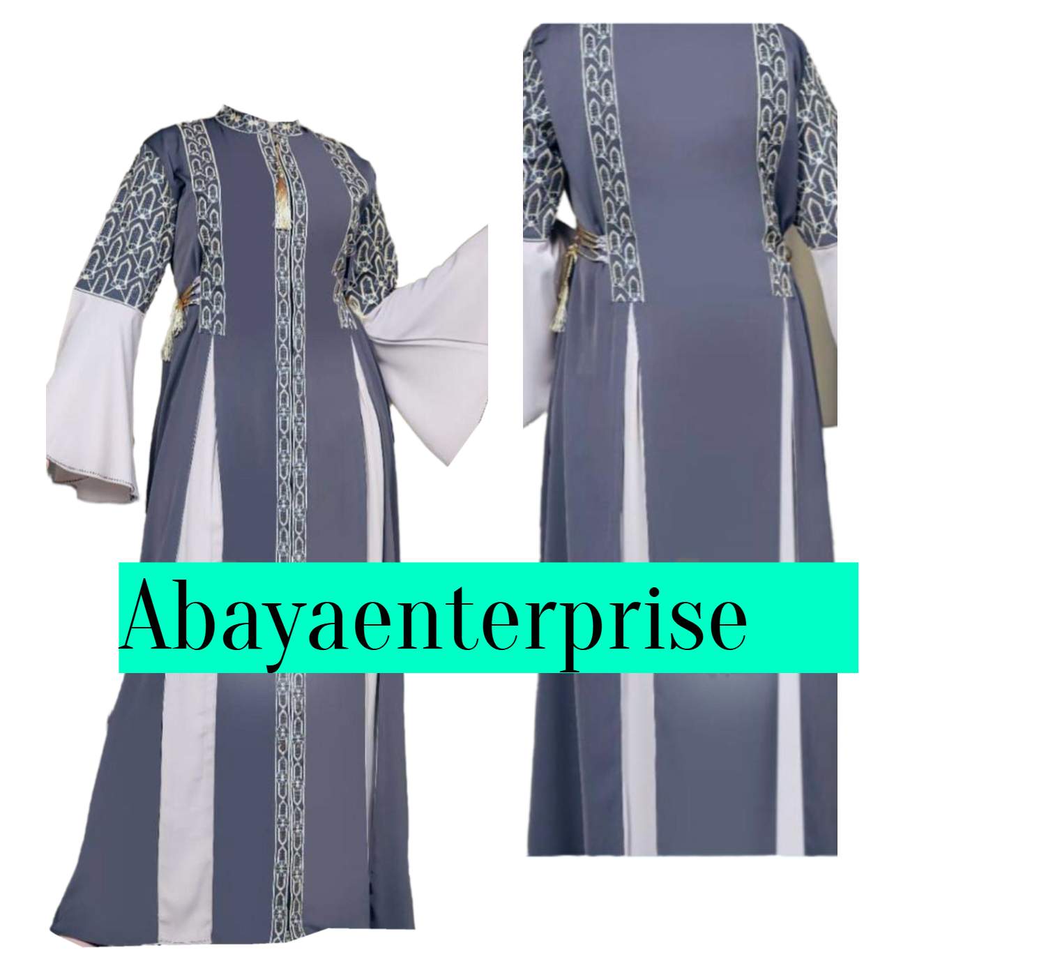 Egyptian Women's Open Front Abaya Jalabiya long dress with stone work