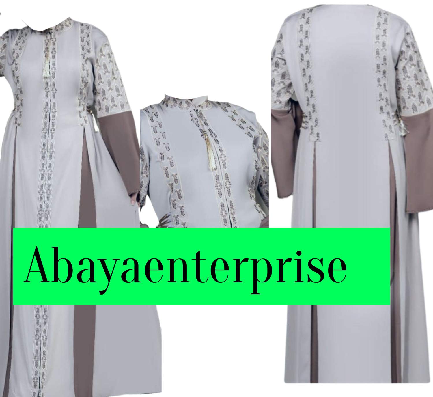Egyptian Women's Open Front Abaya Jalabiya long dress with stone work